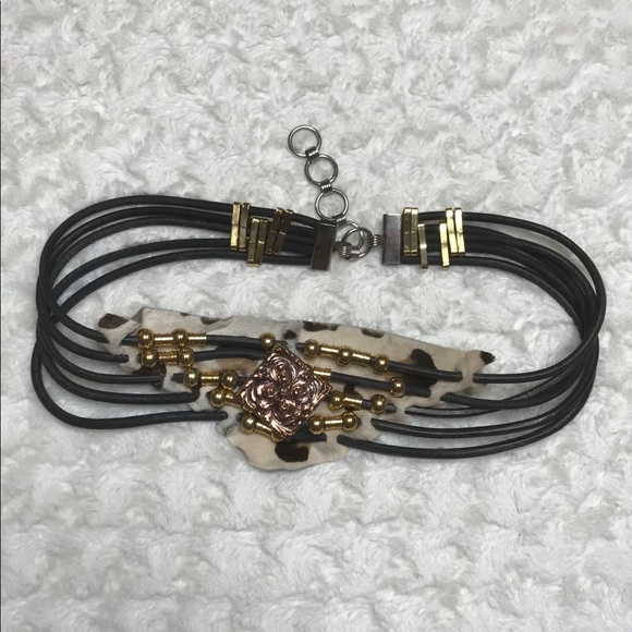 Leather Belt - Cow Print black/brown